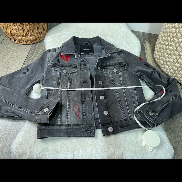 Zara Awesome What You Wanna Know Graphic Embroidered Black Denim Jacket - Picture 6 of 9